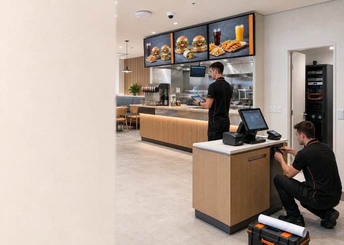 Digital menu board and POS installation in a quick-service restaurant by Innovateq
