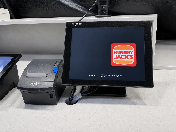 Self-order kiosk installed in a restaurant by Innovateq