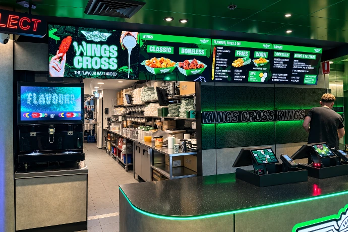 In-store audio and technology installation at a Wingstop store