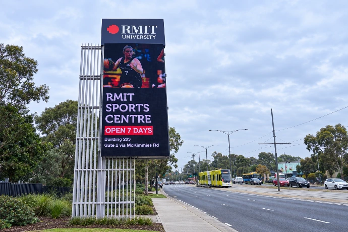 Outdoor LED display installation at RMIT