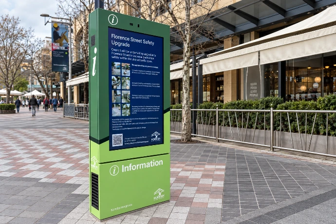 Outdoor digital display installed in a public environment