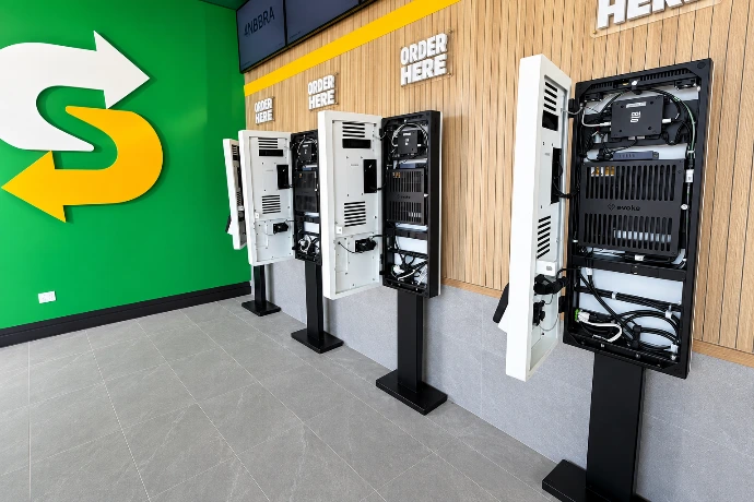 Point-of-sale and in-store technology installed at a Subway store