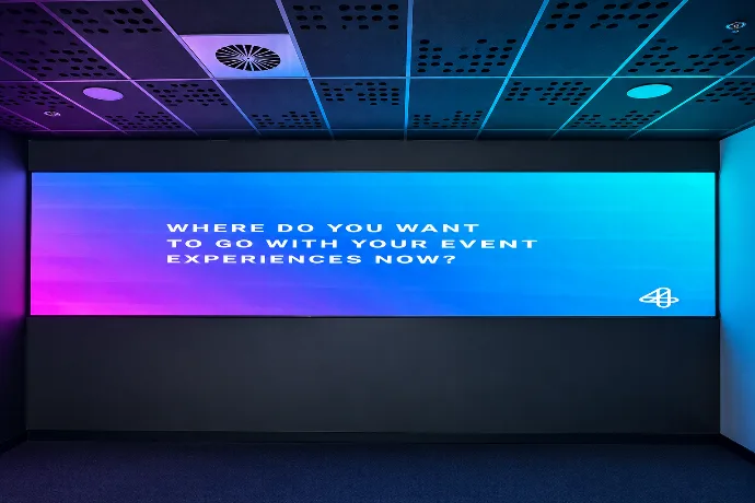 Large-format LED display installed in a commercial space